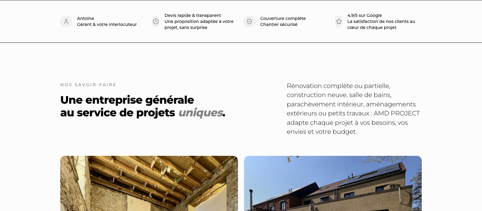 Savoir-faire et réalisations sur le site AMD Project