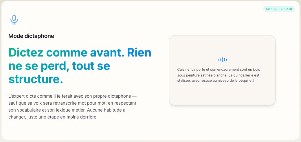 Fonctionnalité Mode dictaphone