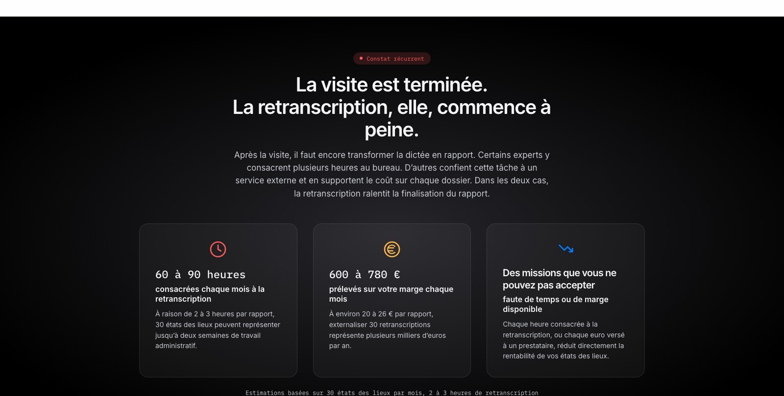 Coût en temps et en marge de la retranscription manuelle