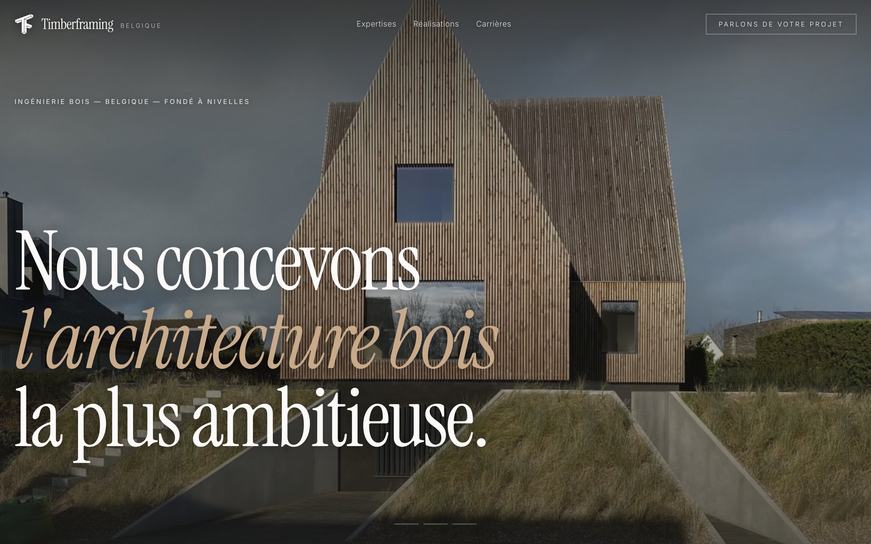 Accueil du nouveau site Timberframing : « Nous concevons l’architecture bois la plus ambitieuse. »