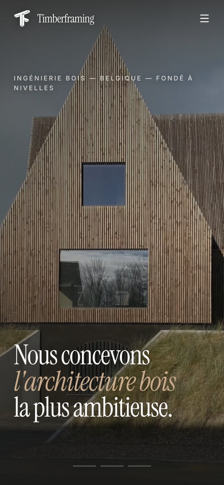 Le nouveau site Timberframing sur téléphone.